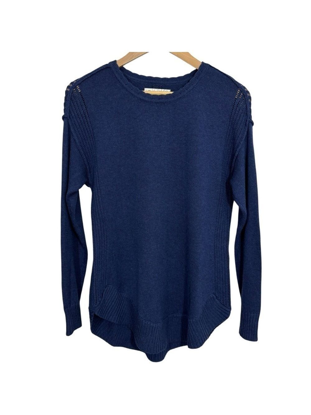 Aventura Pima Cotton/Merino Wool Knit Sweater Womens S Navy Blue Minimalist EUC